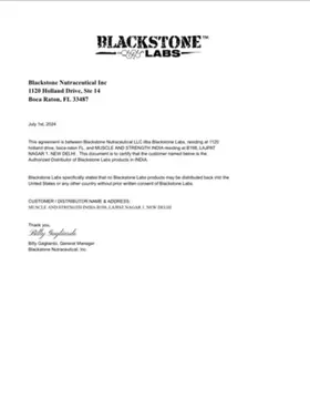 Blackstone Labs authorised distributor agreement