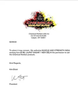 Chemical Warfare authorisation letter