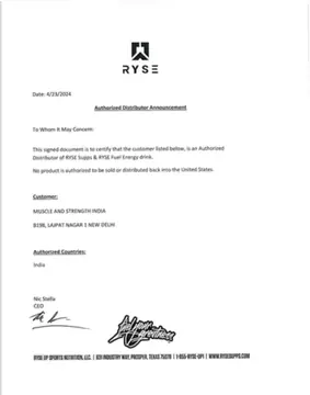 RYSE authorised distributor announcement